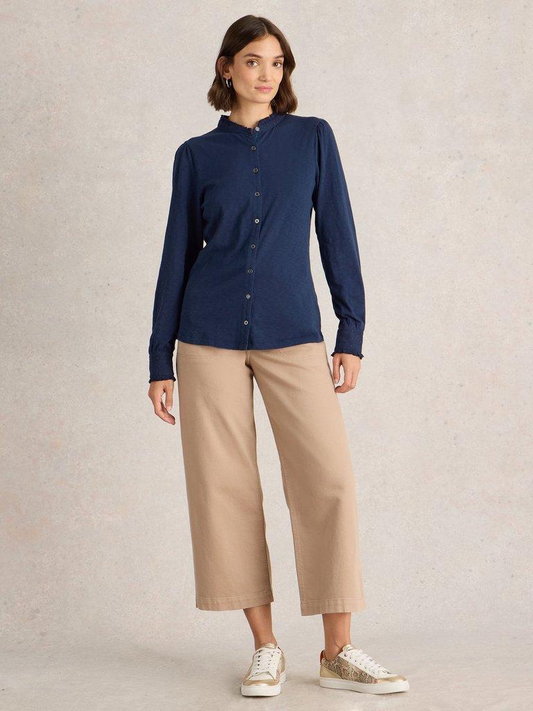 JESSICA SHIRT in DARK NAVY - MODEL FRONT
