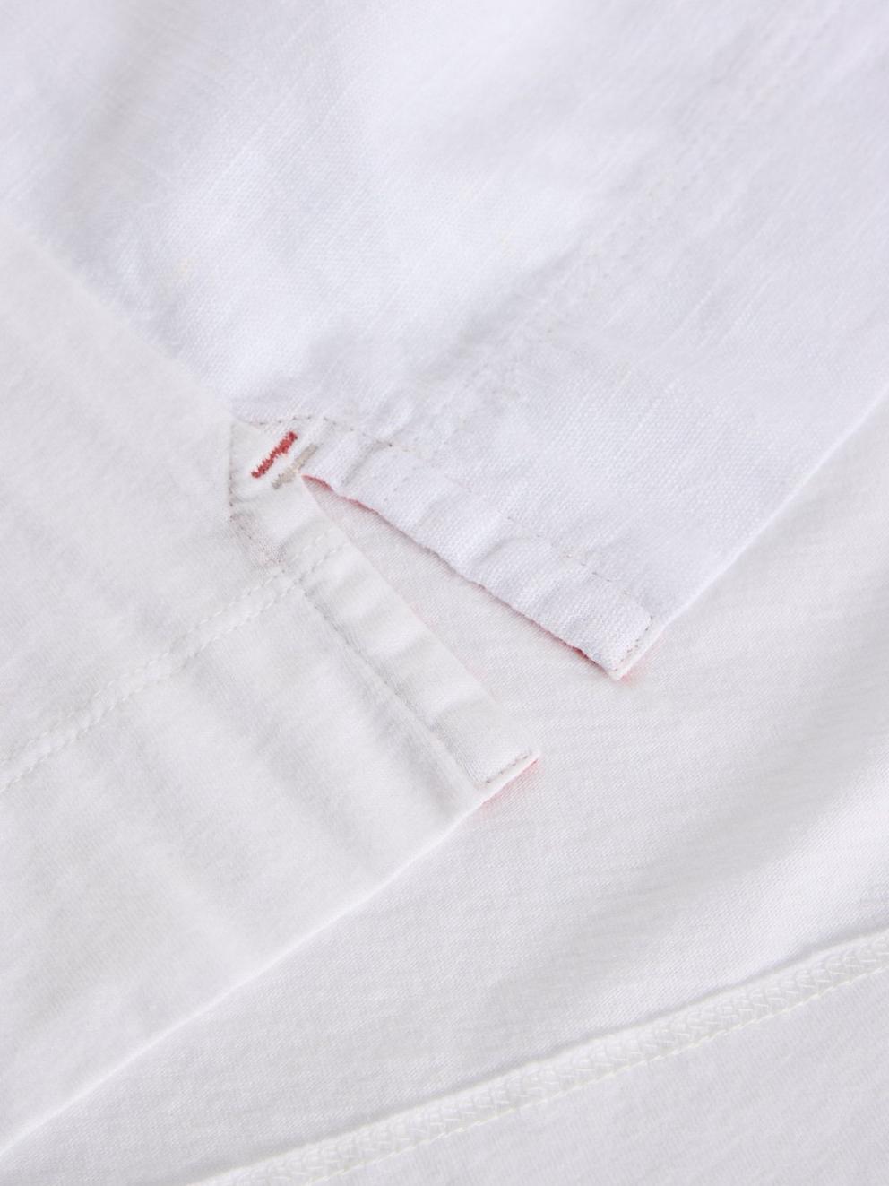 DELILAH LINEN BLEND BUTTON TOP in BRIL WHITE - FLAT DETAIL