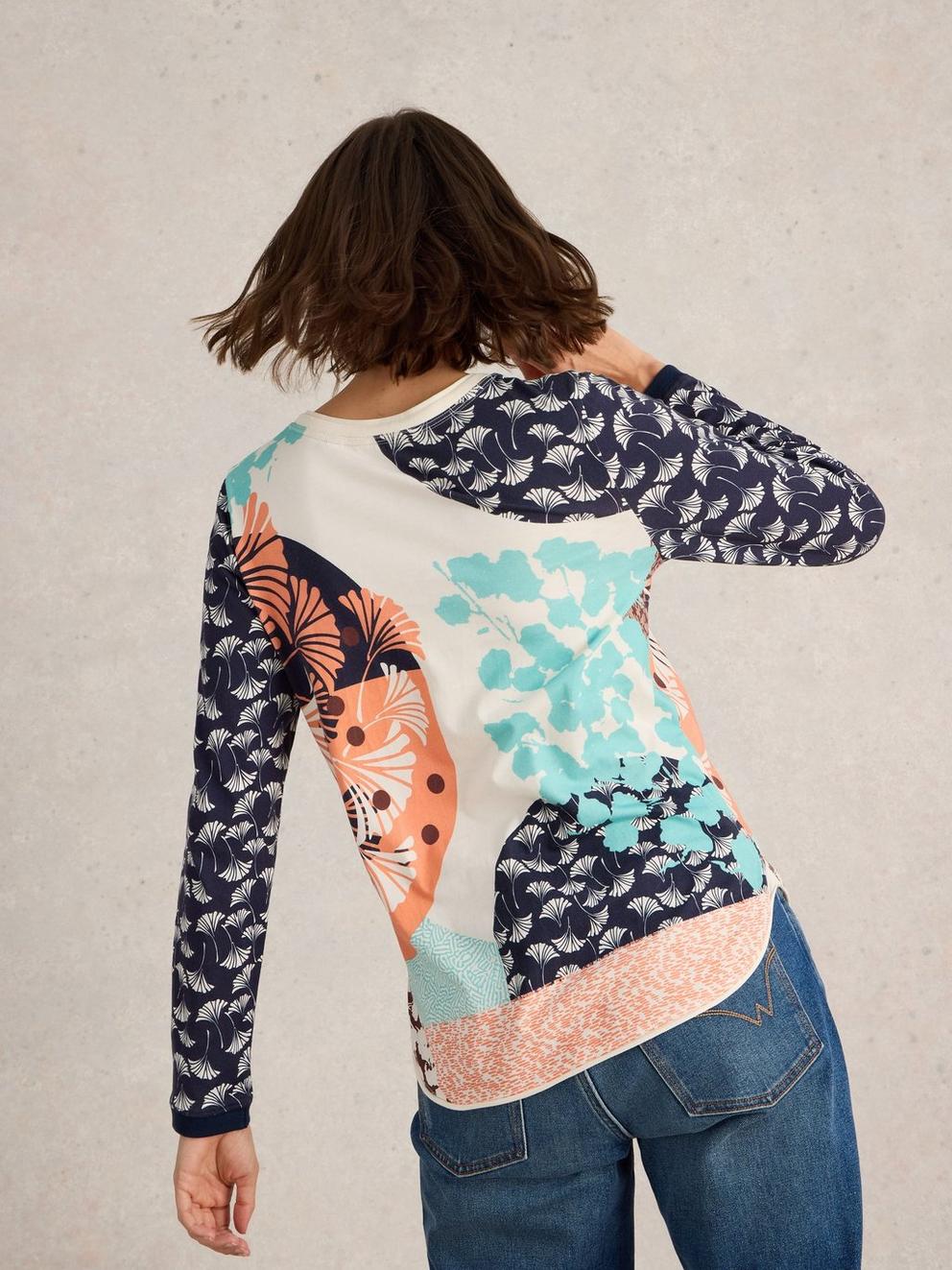 CLARA CREW NECK TSHIRT in BLUE PR - MODEL BACK