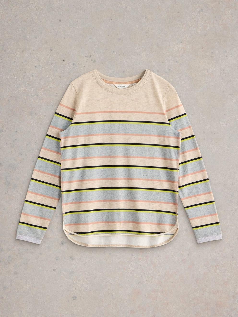 CLARA CREW NECK TSHIRT in GREY MLT - FLAT FRONT
