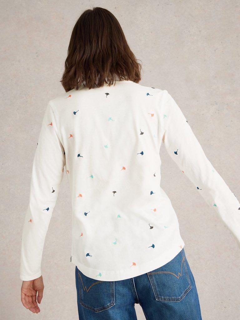 EMBROIDERED ANNIE JERSEY SHIRT in IVORY MLT - MODEL BACK