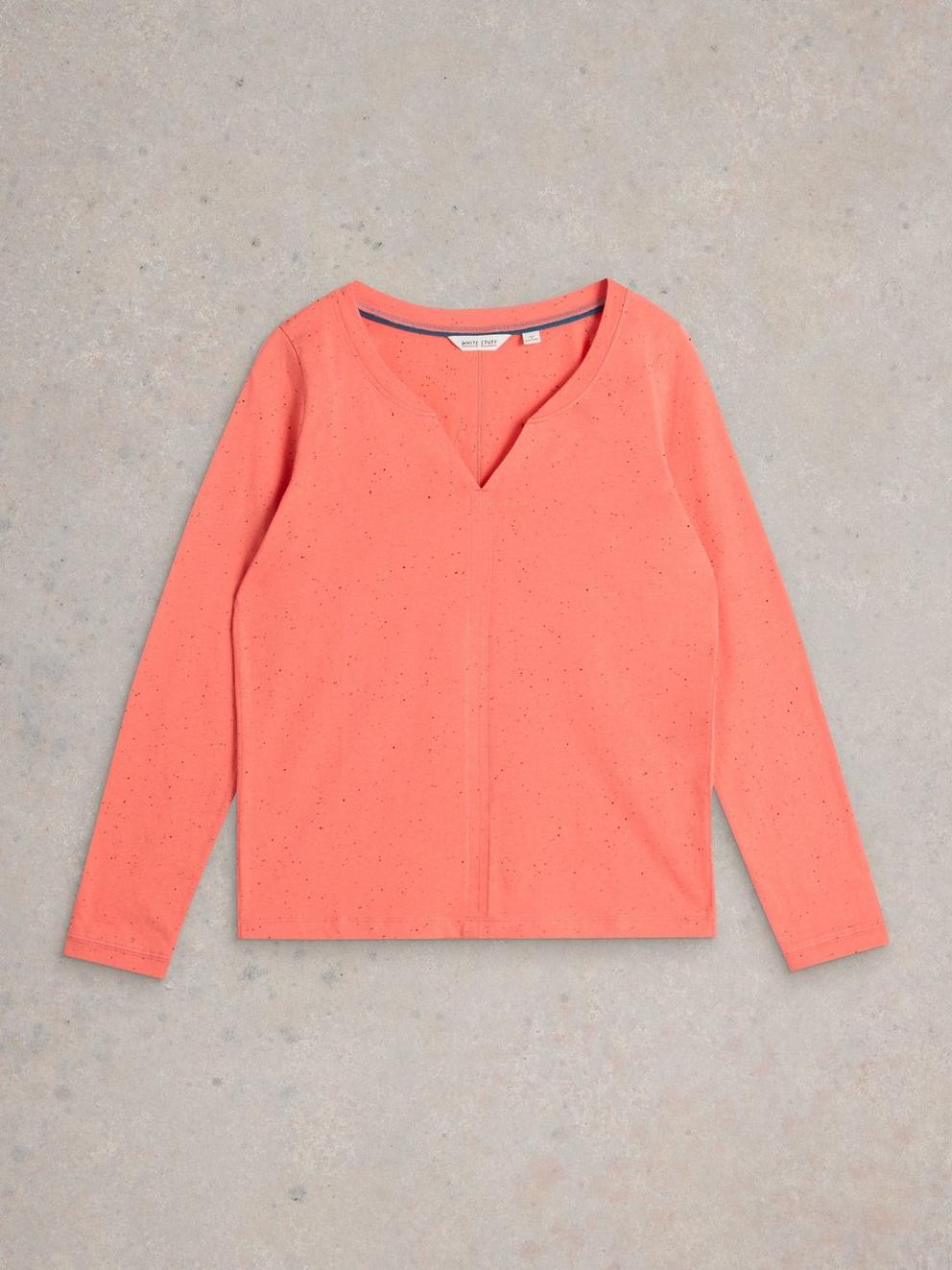 NELLY NEP LS TEE in MID CORAL - FLAT FRONT