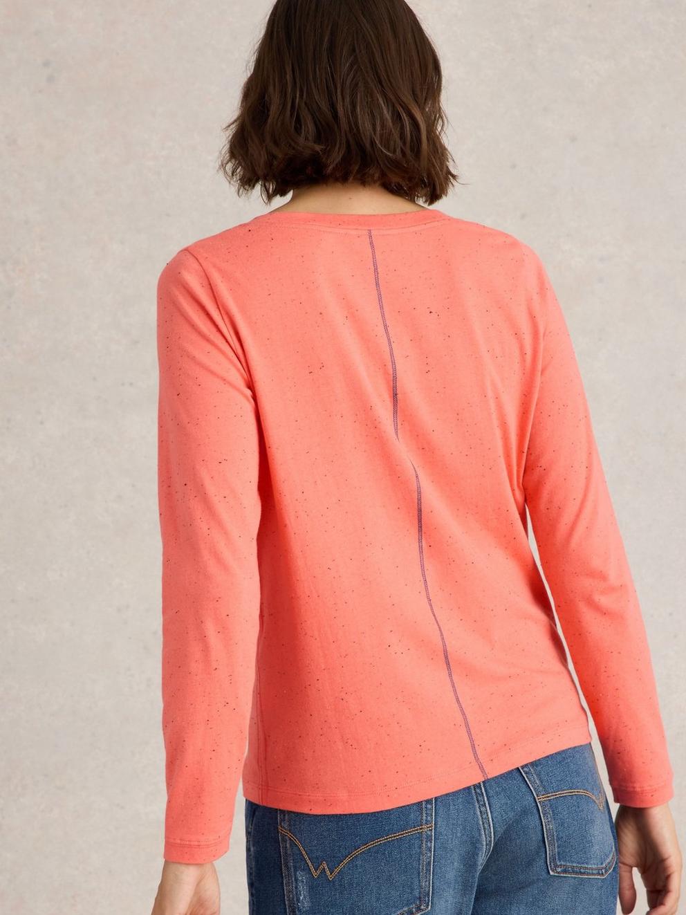 NELLY NEP LS TEE in MID CORAL - MODEL BACK