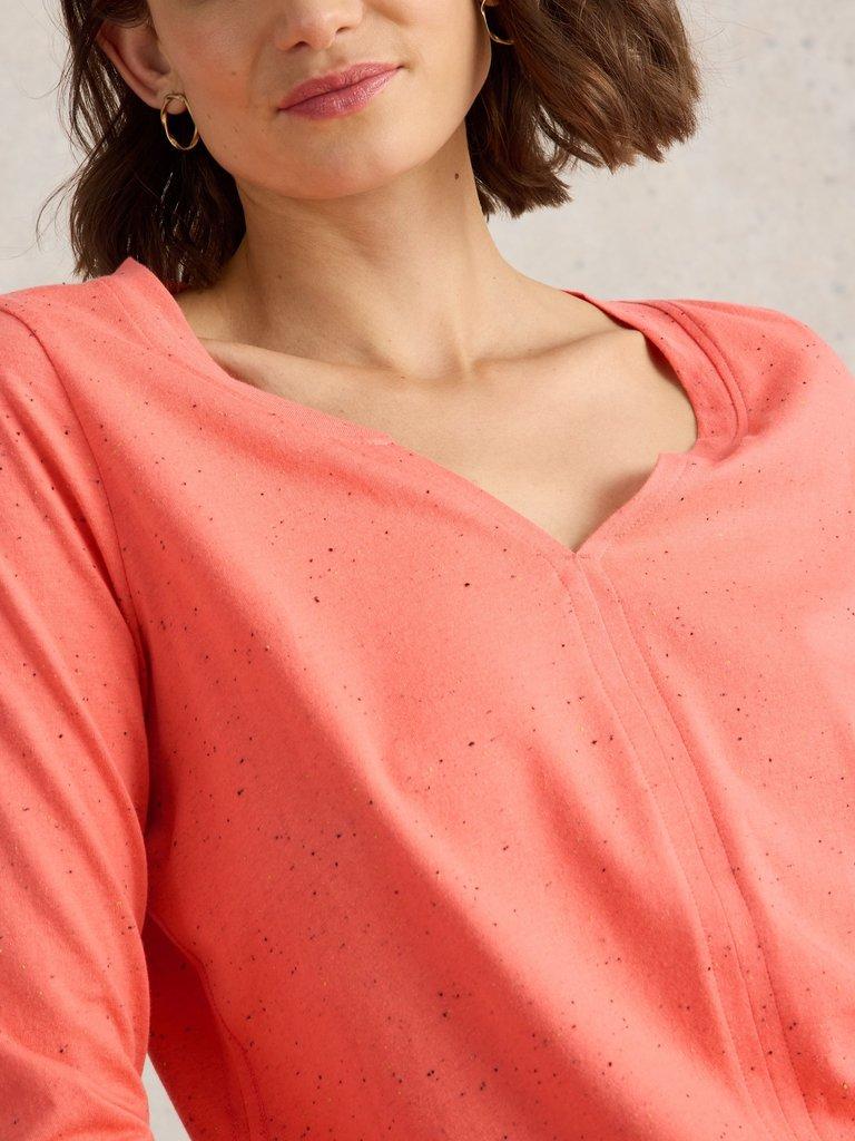NELLY NEP LS TEE in MID CORAL - MODEL DETAIL