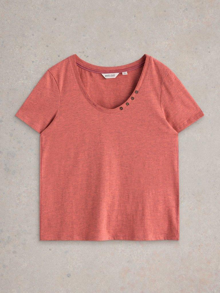 NADIA SHORT SLEEVE TSHIRT in MID CORAL - FLAT FRONT