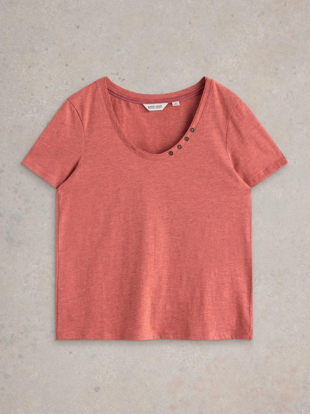 NADIA SHORT SLEEVE TSHIRT in MID CORAL - FLAT FRONT