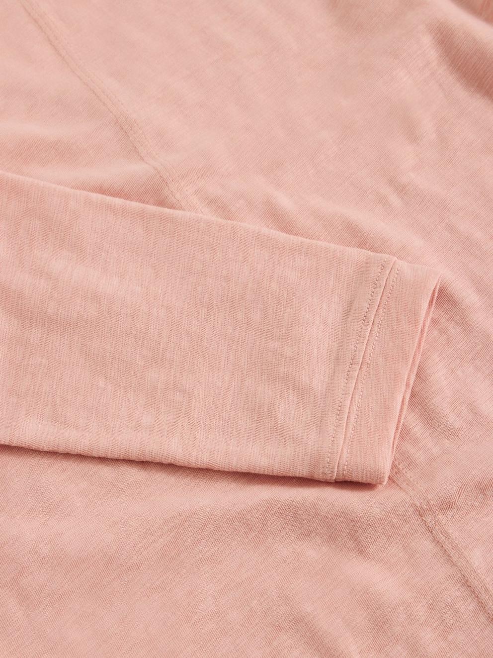 NELLY NECK TEE in DUS PINK - FLAT DETAIL