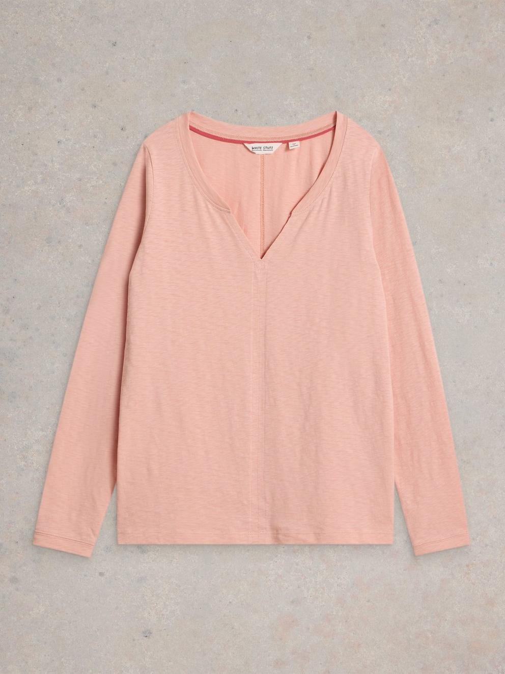 NELLY NECK TEE in DUS PINK - FLAT FRONT