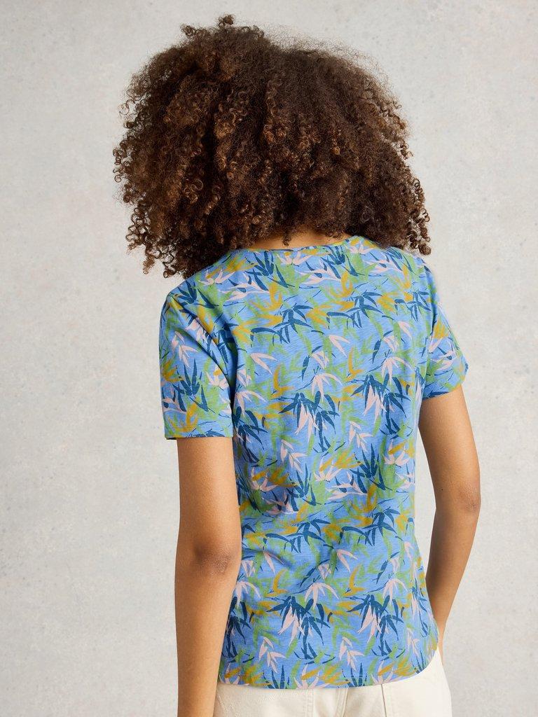 ABBIE SHORT SLEEVE TEE in BLUE PR - MODEL BACK