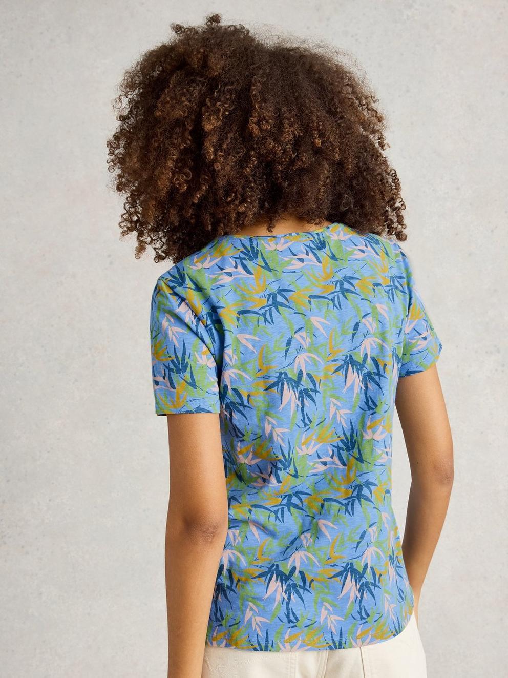 ABBIE SHORT SLEEVE TEE in BLUE PR - MODEL BACK