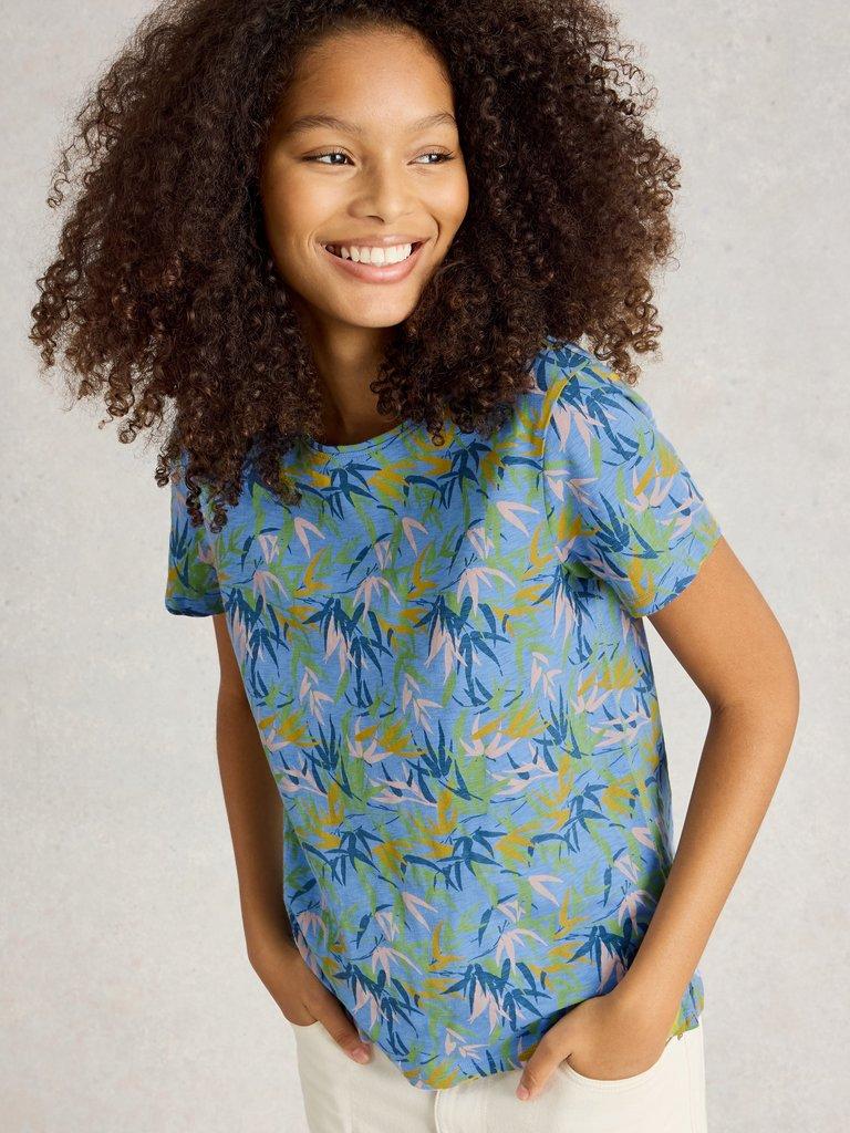 ABBIE SHORT SLEEVE TEE in BLUE PR - MODEL DETAIL