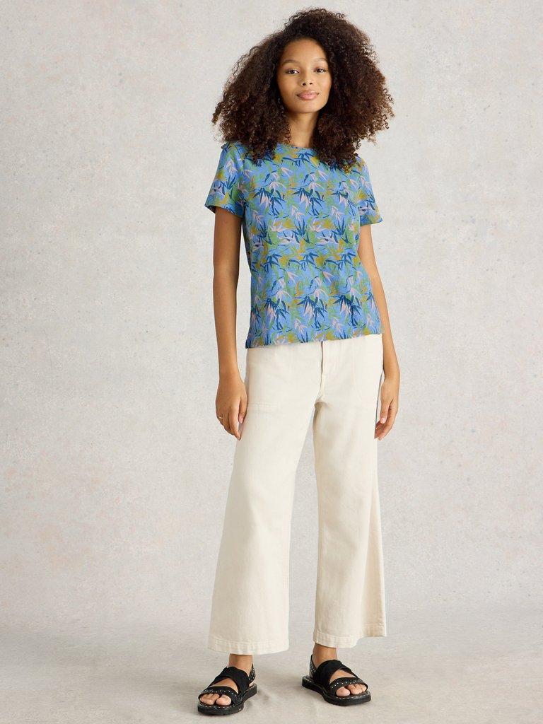 ABBIE SHORT SLEEVE TEE in BLUE PR - MODEL FRONT
