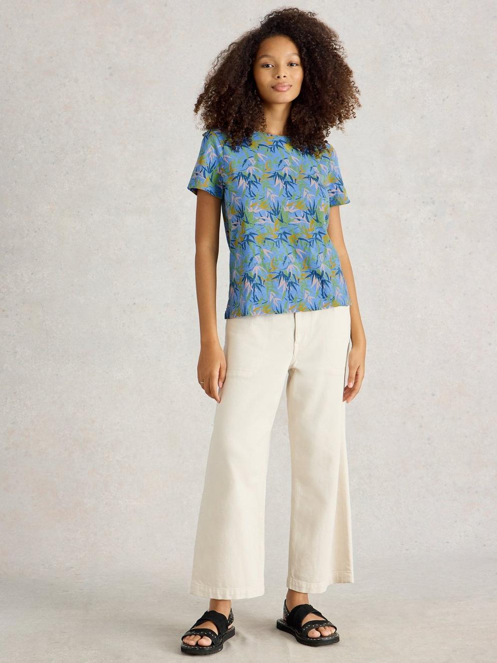 ABBIE SHORT SLEEVE TEE in BLUE PR - MODEL FRONT
