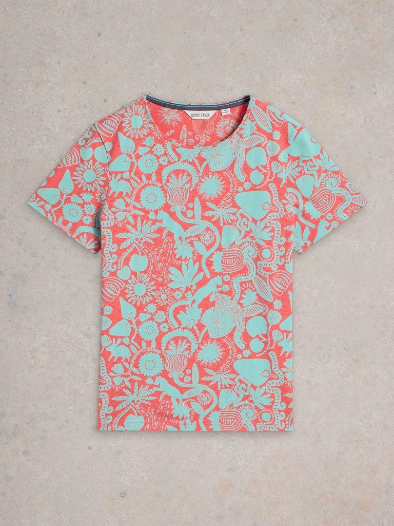 ABBIE SHORT SLEEVE TEE in CORAL PR - FLAT FRONT