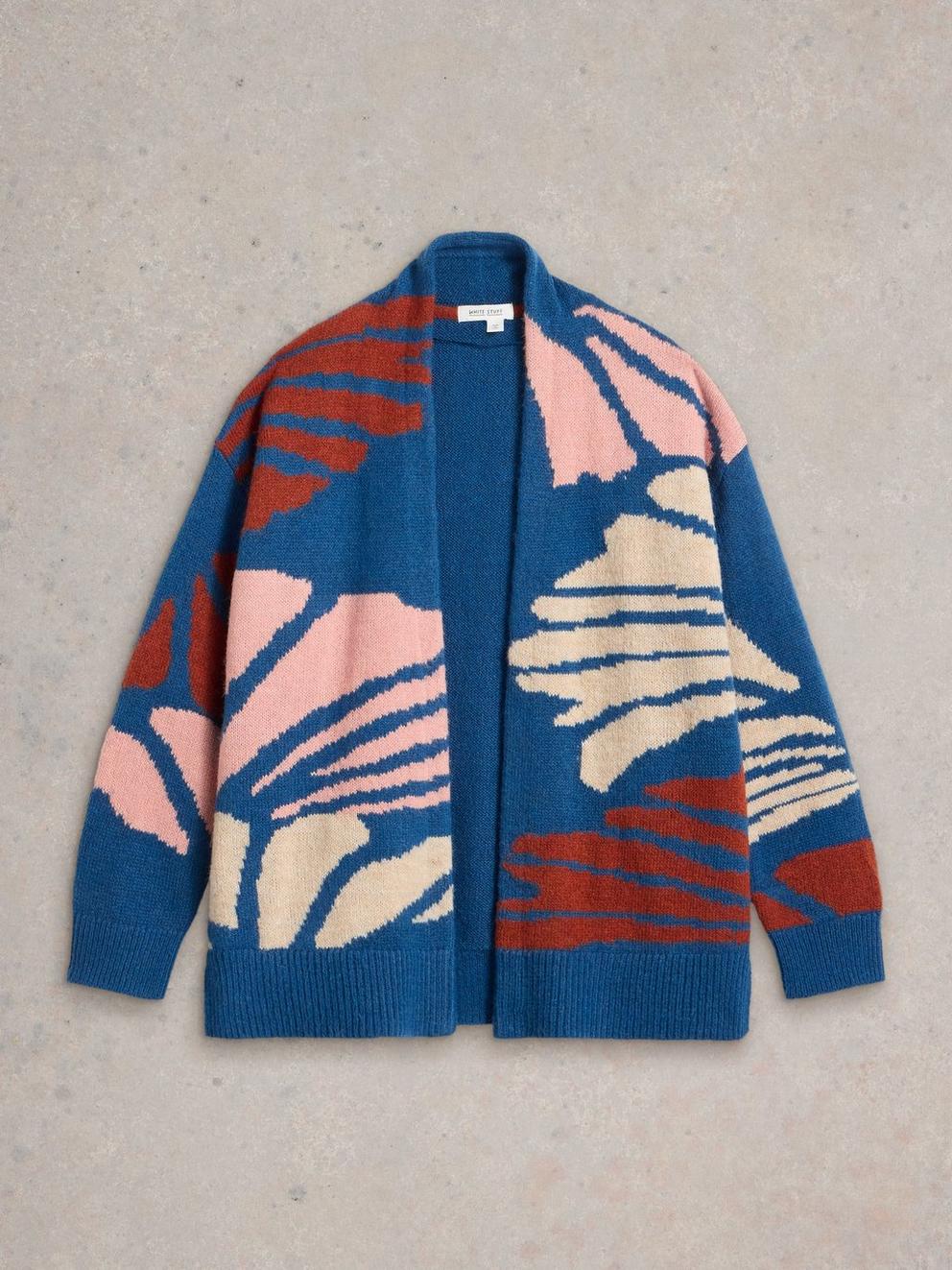 LOUISA LONGLINE CARDI in BLUE MLT - FLAT FRONT
