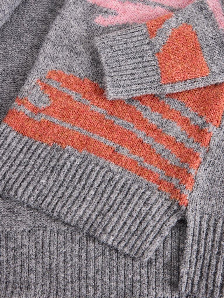 LOUISA LONGLINE CARDI in GREY MLT - FLAT DETAIL