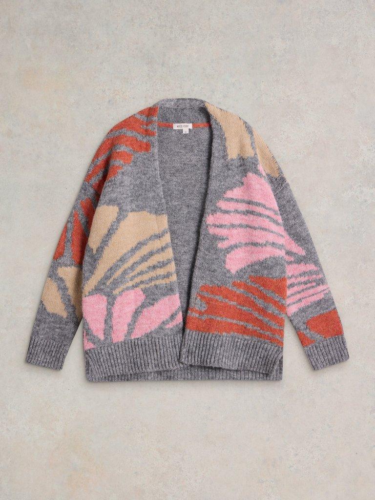 LOUISA LONGLINE CARDI in GREY MLT - FLAT FRONT