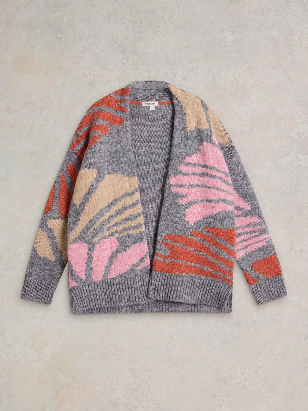 LOUISA LONGLINE CARDI in GREY MLT - FLAT FRONT