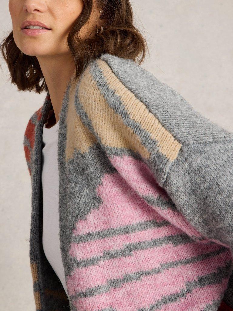 LOUISA LONGLINE CARDI in GREY MLT - MODEL DETAIL