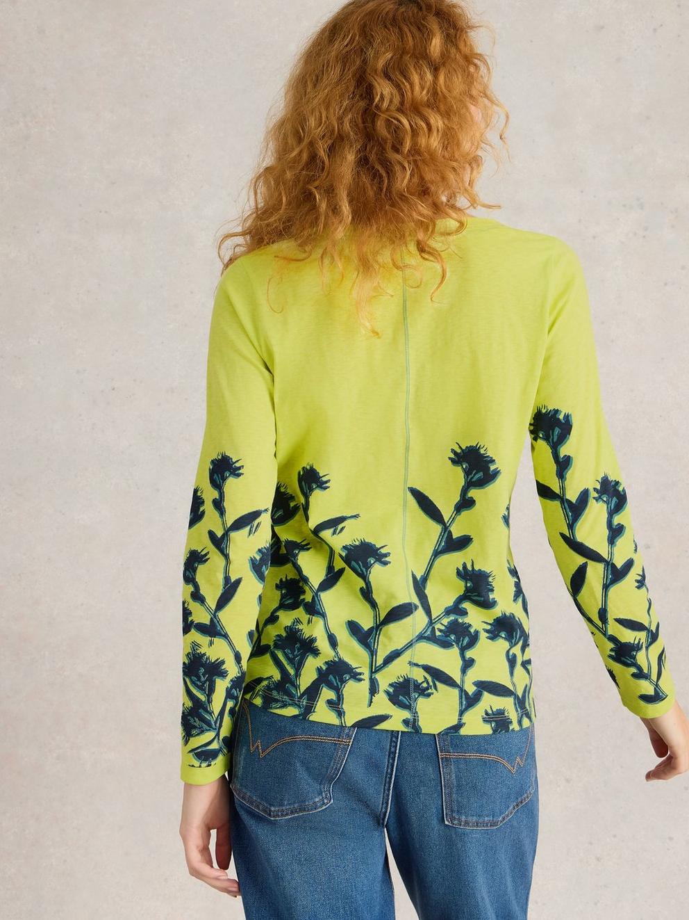 NELLY NOTCH NECK TSHIRT in YELLOW MLT - MODEL BACK