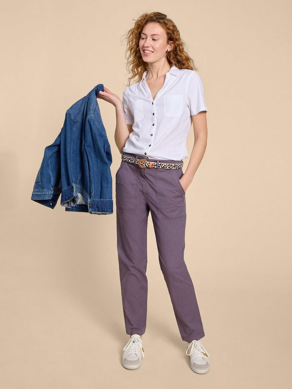 ANNIE EMBROIDERED SHIRT in BRIL WHITE - MODEL DETAIL