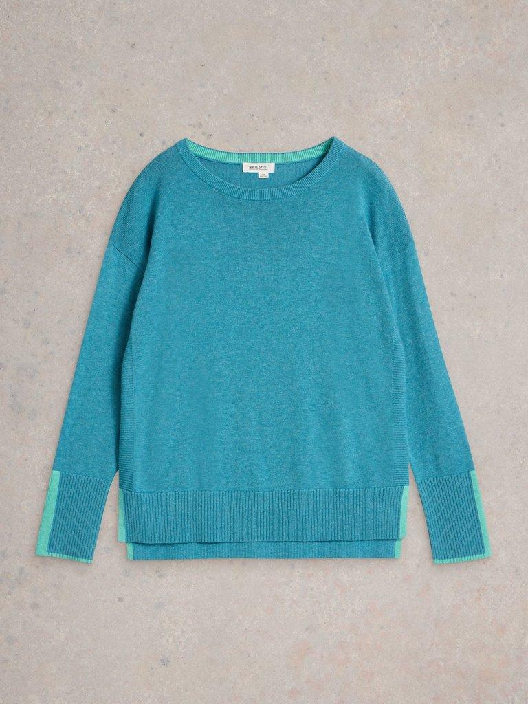 OLIVE LONG SLEEVE JUMPER in MID BLUE - FLAT FRONT