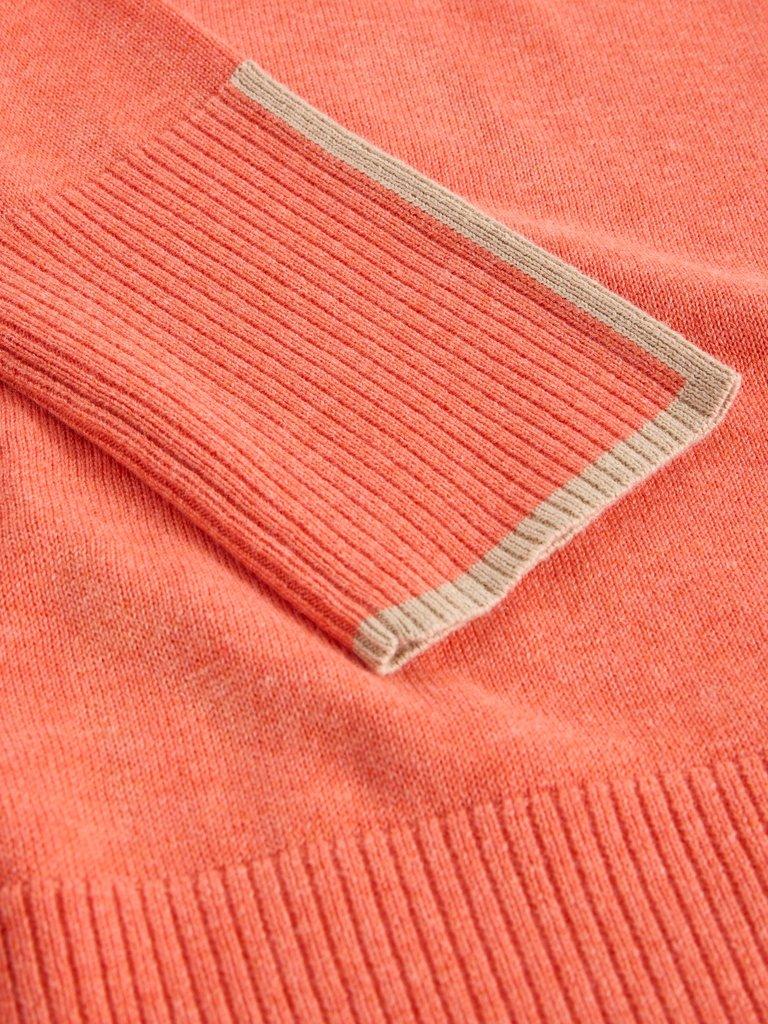 OLIVE LONG SLEEVE JUMPER in MID CORAL - FLAT DETAIL