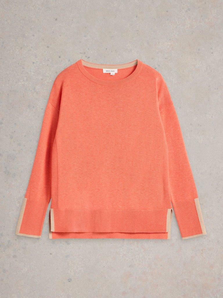 OLIVE LONG SLEEVE JUMPER in MID CORAL - FLAT FRONT