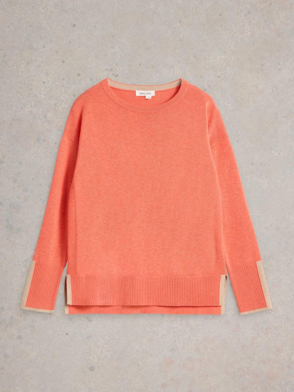 OLIVE LONG SLEEVE JUMPER in MID CORAL - FLAT FRONT