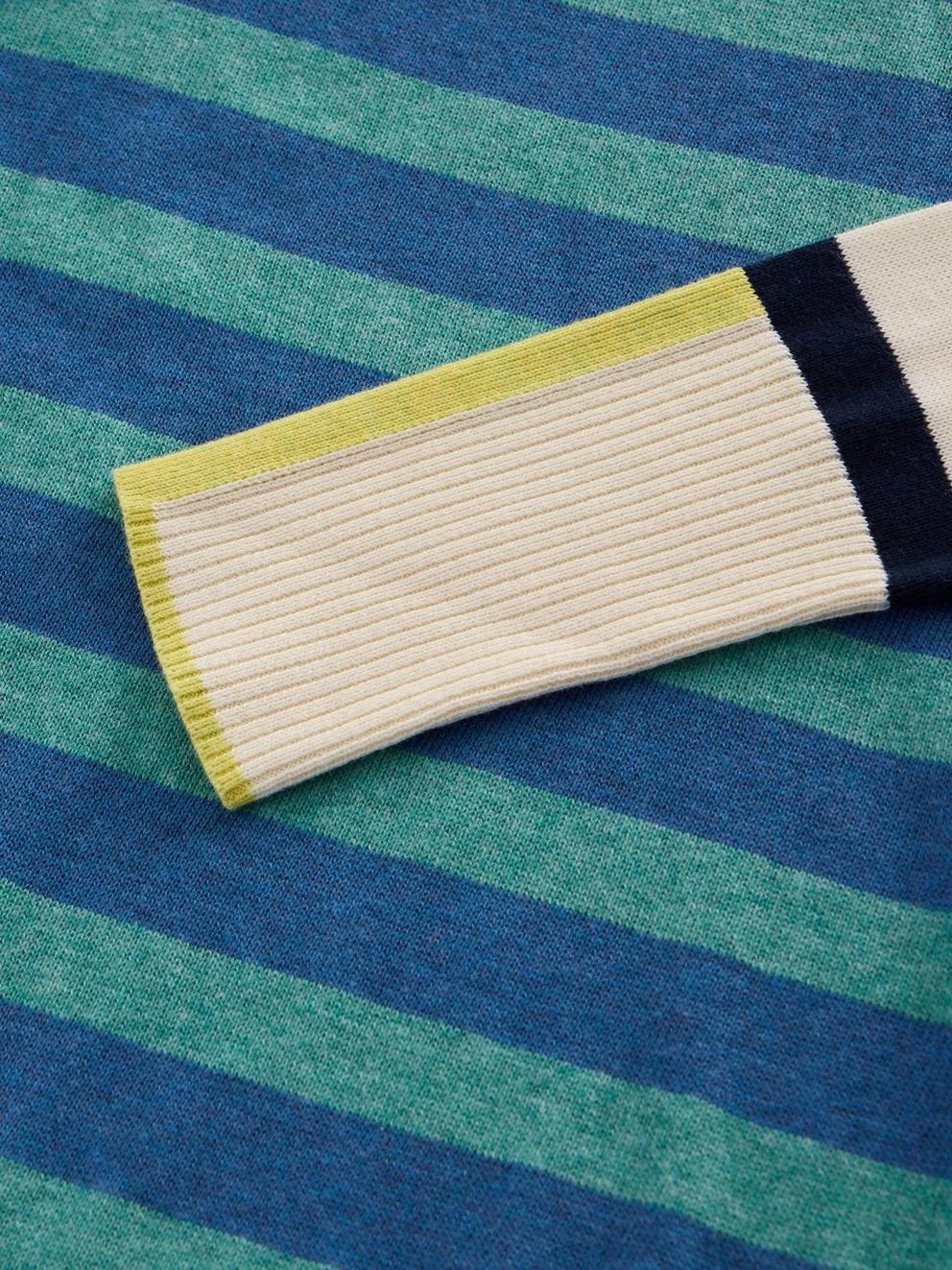 OLIVE STRIPE CREW NECK JUMPER in BLUE MLT - FLAT DETAIL