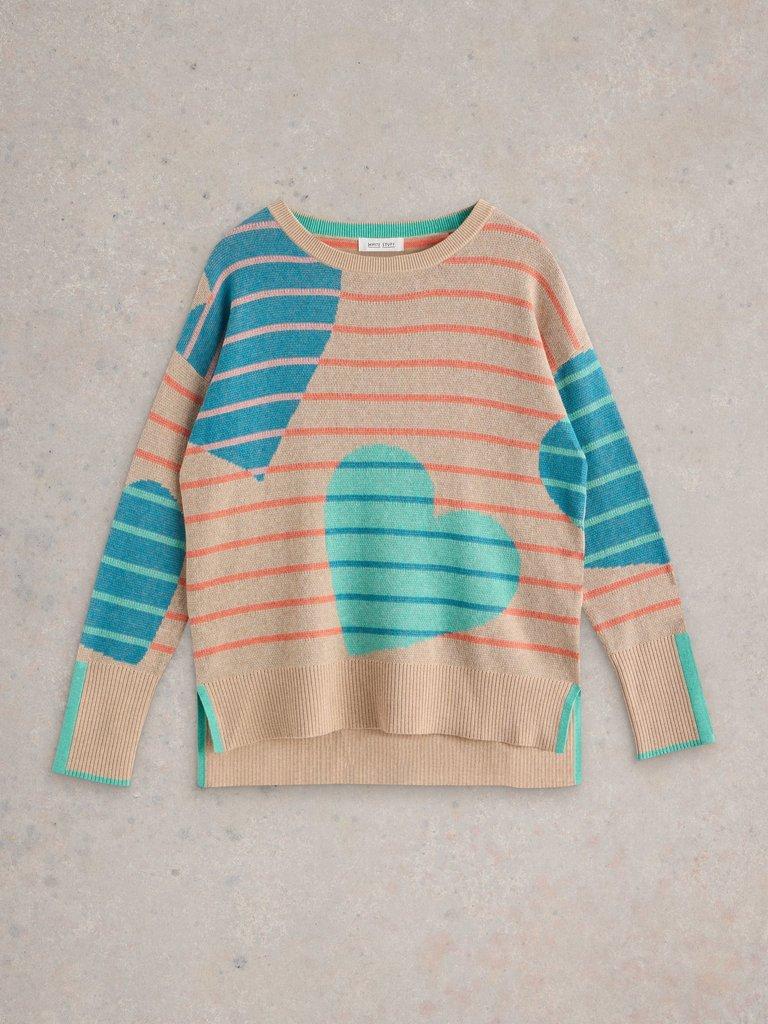 OLIVE HEART JUMPER in NAT MLT - FLAT FRONT