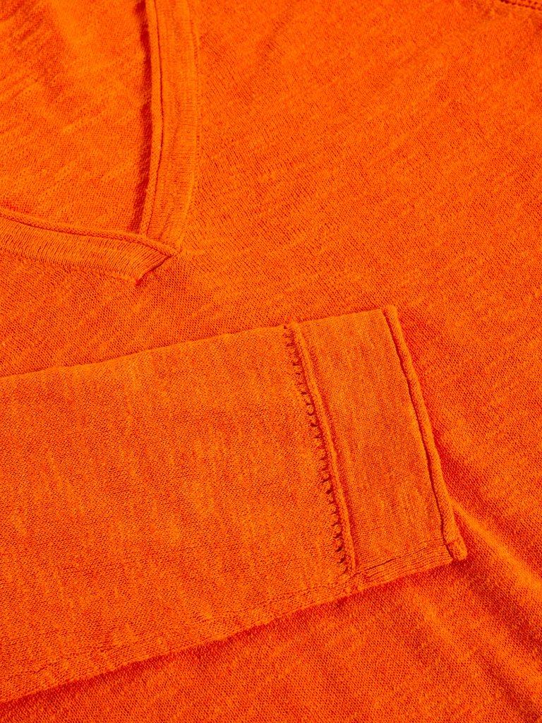 NARIA V NECK JUMPER in BRT ORANGE - FLAT DETAIL