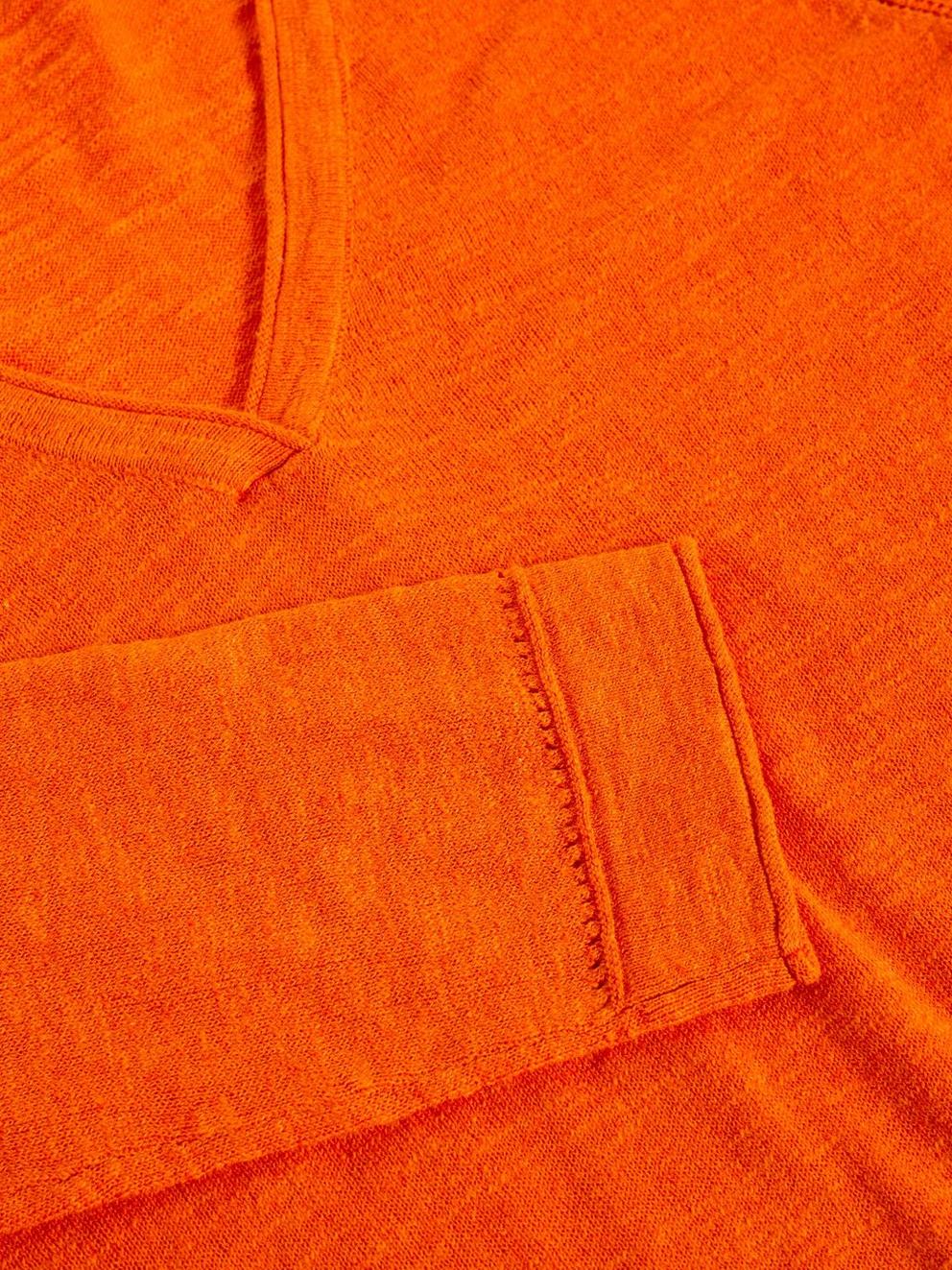 NARIA V NECK JUMPER in BRT ORANGE - FLAT DETAIL