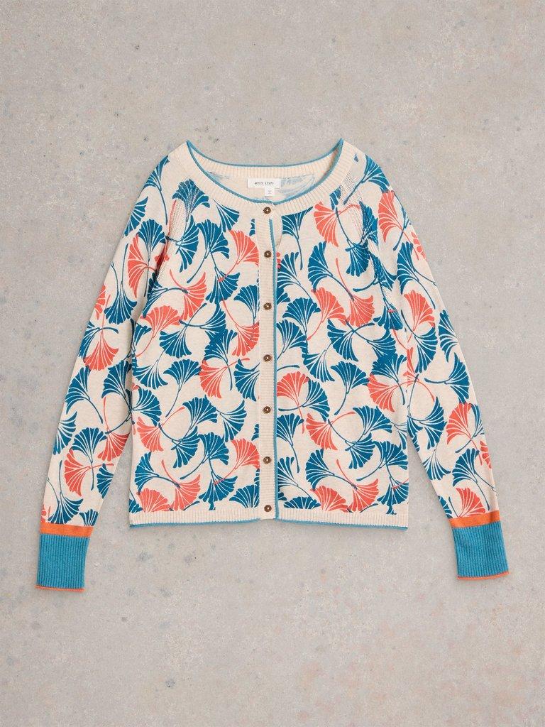 LULU PRINTED CARDI in NAT PR - FLAT FRONT
