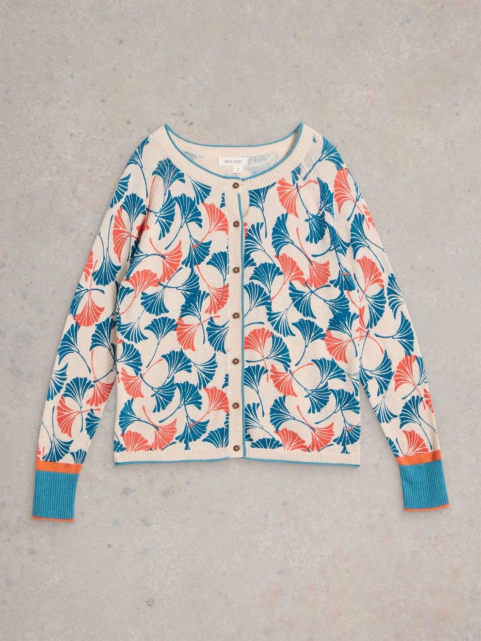 LULU PRINTED CARDI in NAT PR - FLAT FRONT