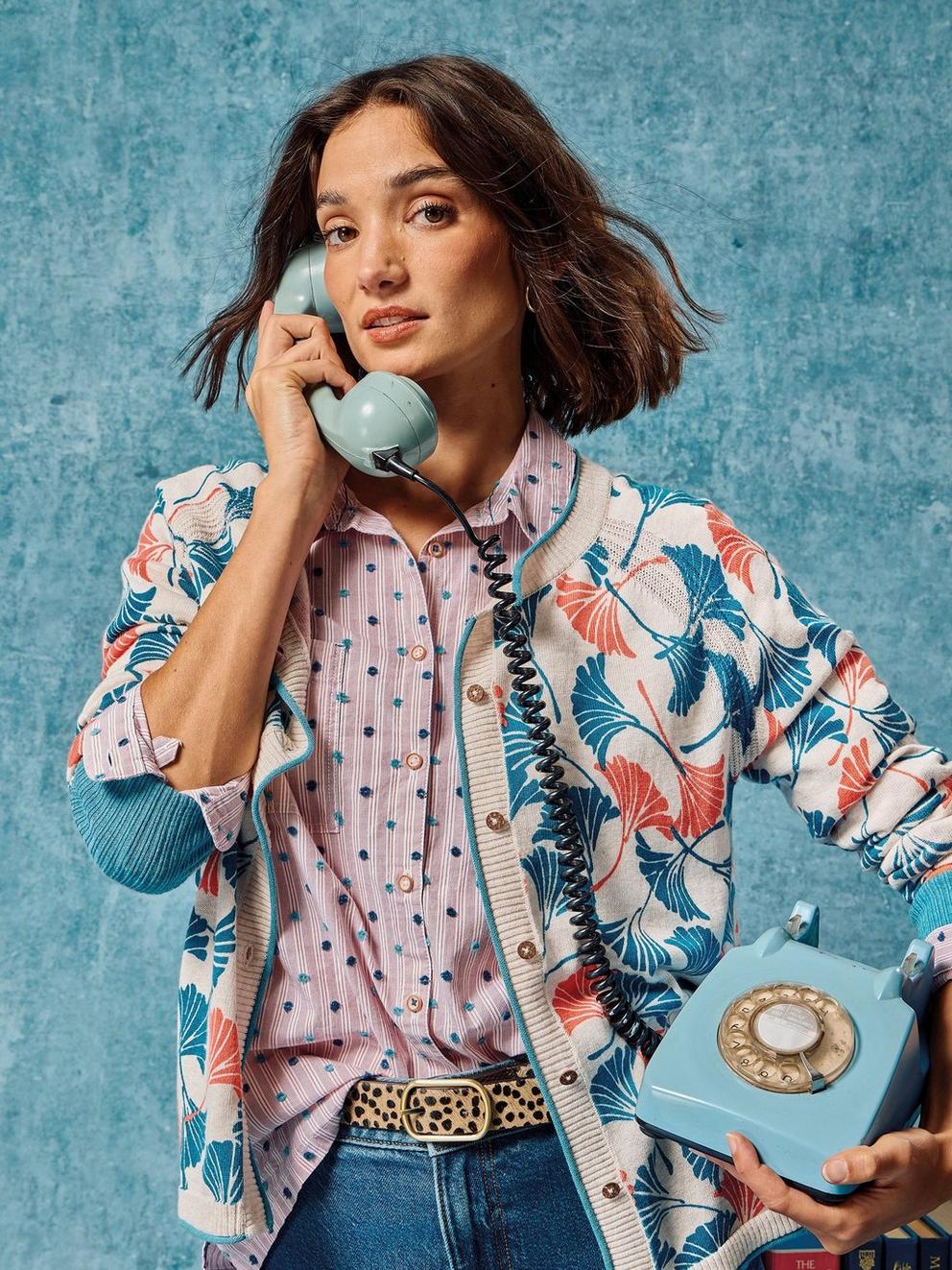 LULU PRINTED CARDI in NAT PR - MIXED