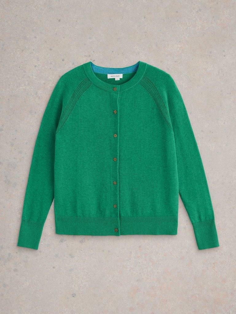 LULU CREW NECK CARDI in BRT GREEN - FLAT FRONT