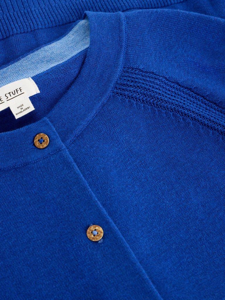 LULU CREW NECK CARDI in DEEP BLUE - FLAT DETAIL