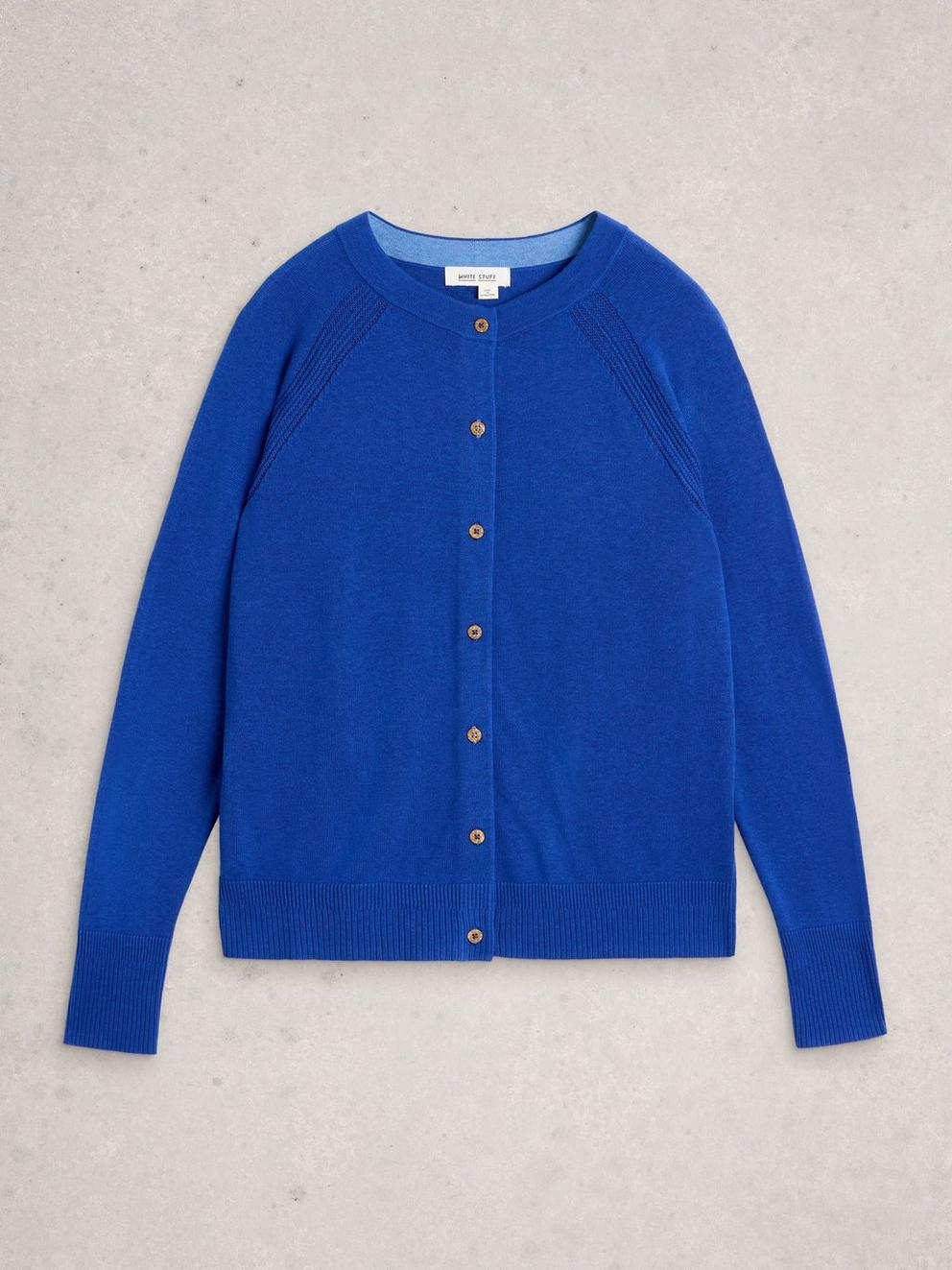 LULU CREW NECK CARDI in DEEP BLUE - FLAT FRONT