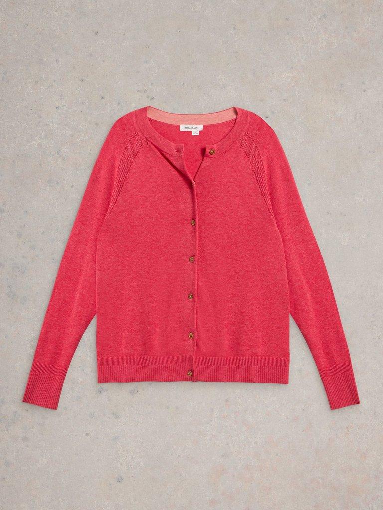 LULU CREW NECK CARDI in MID PINK - FLAT FRONT