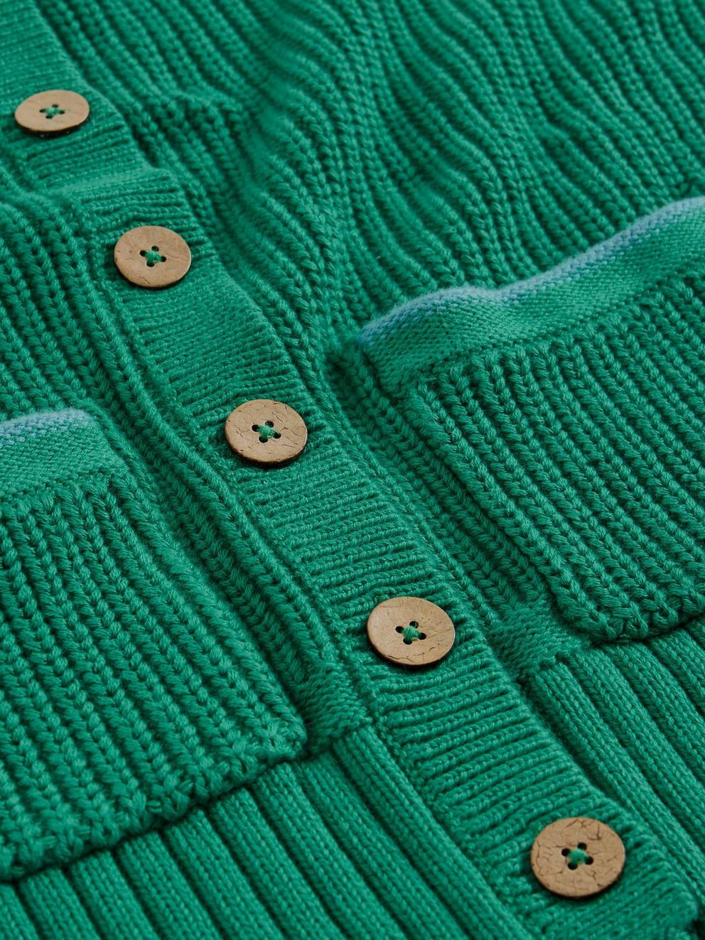 CINDY COTTON CARDI in BRT GREEN - FLAT DETAIL