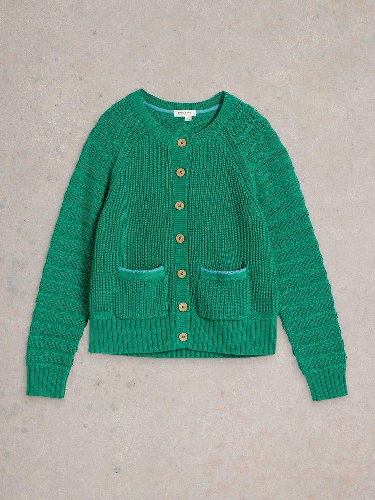 CINDY COTTON CARDI in BRT GREEN - FLAT FRONT