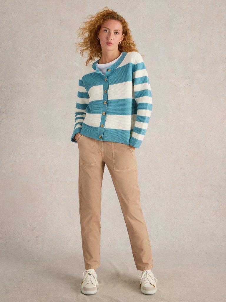 JANA CARDI in BLUE MLT - MODEL FRONT