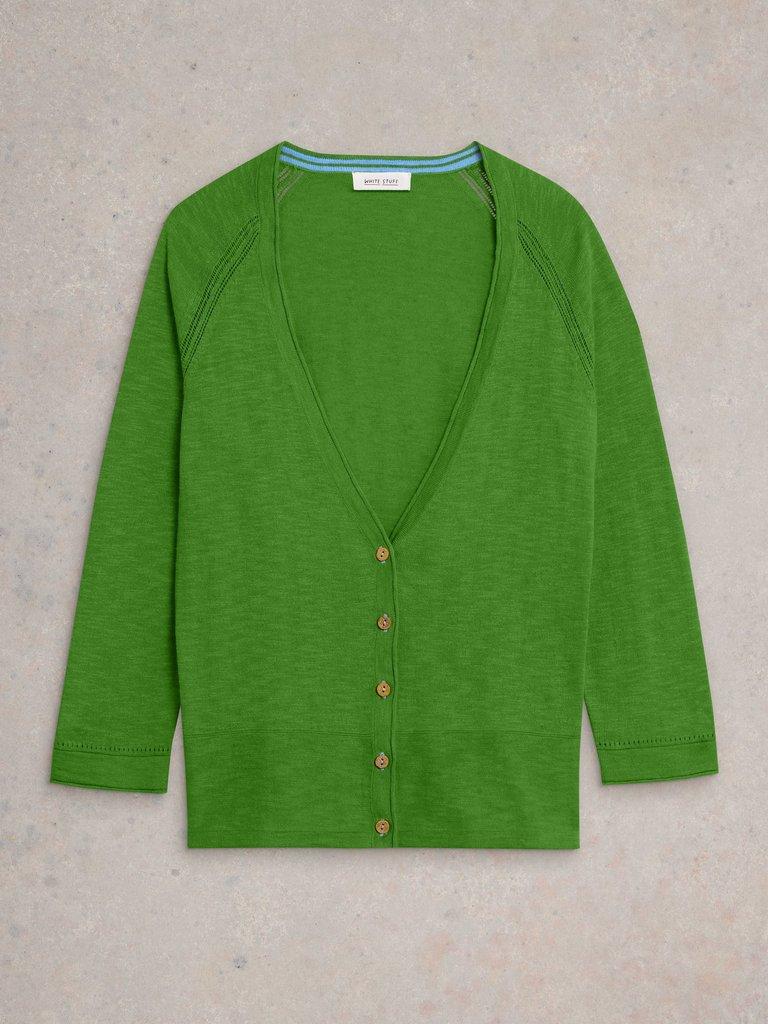 NARIA V NECK CARDI in BRT GREEN - FLAT FRONT