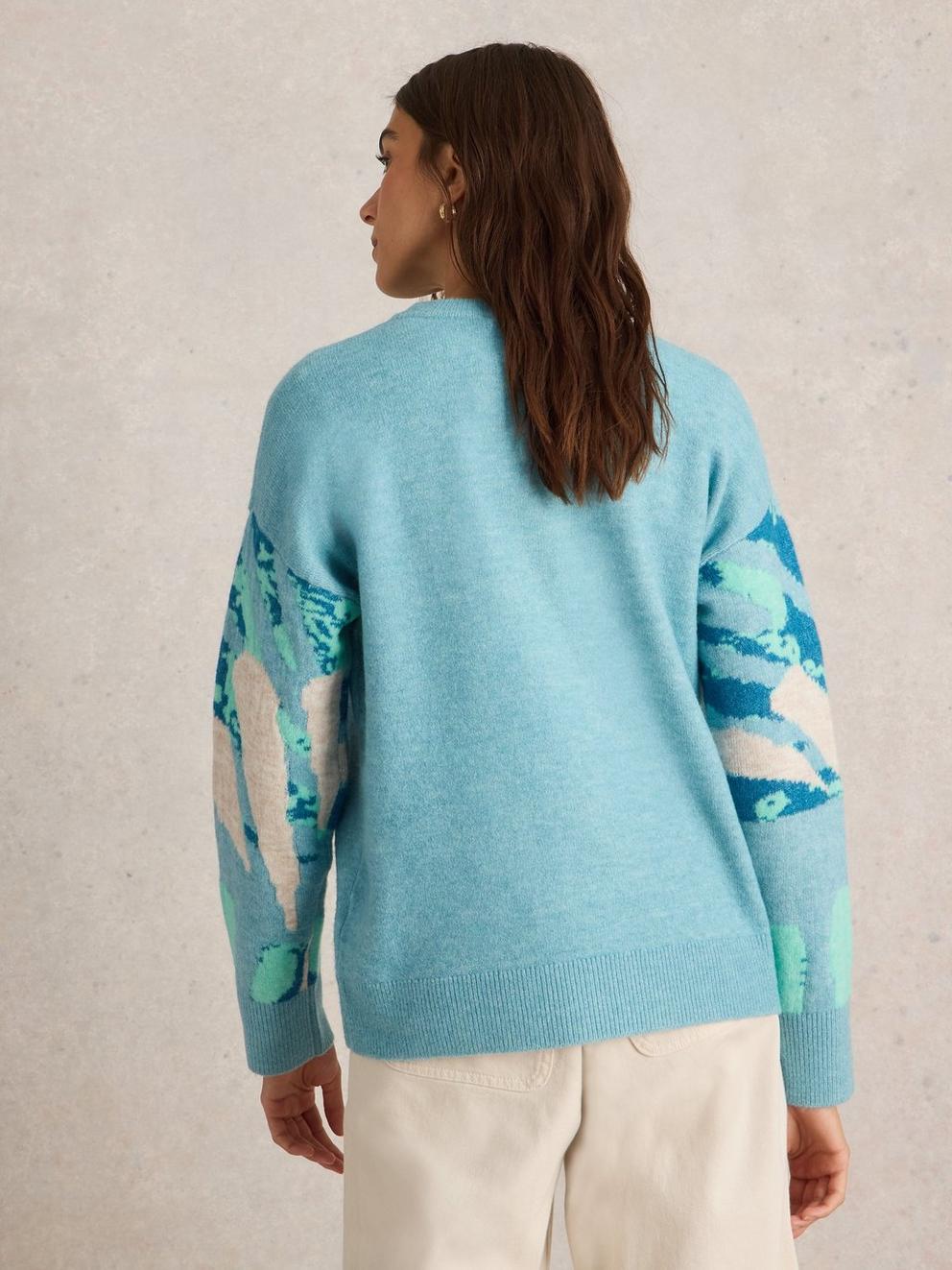 LOUISA JUMPER in BLUE MLT - MODEL BACK