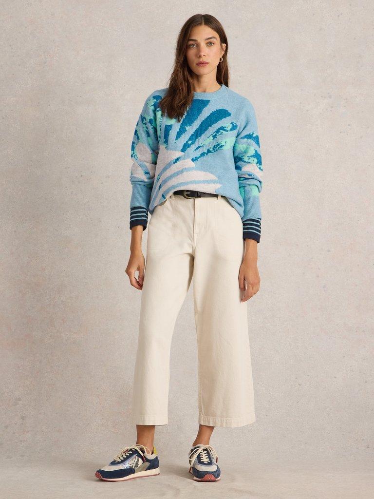 LOUISA JUMPER in BLUE MLT - MODEL FRONT