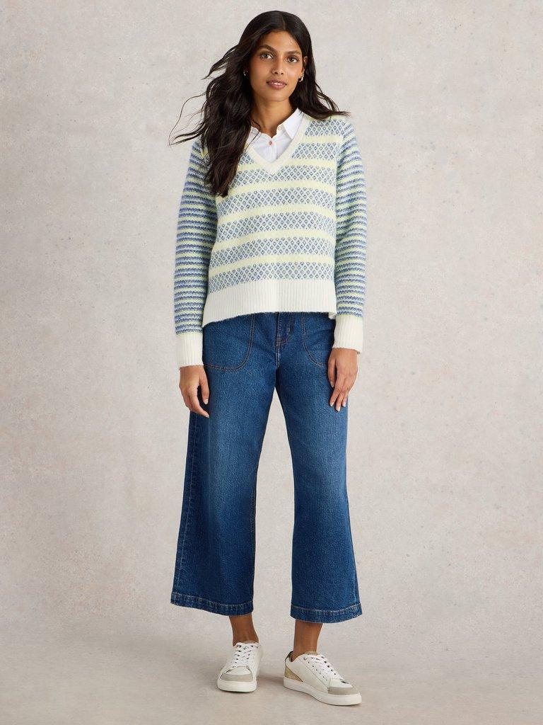 SAMMY STRIPE JUMPER in BLUE MLT - MODEL FRONT