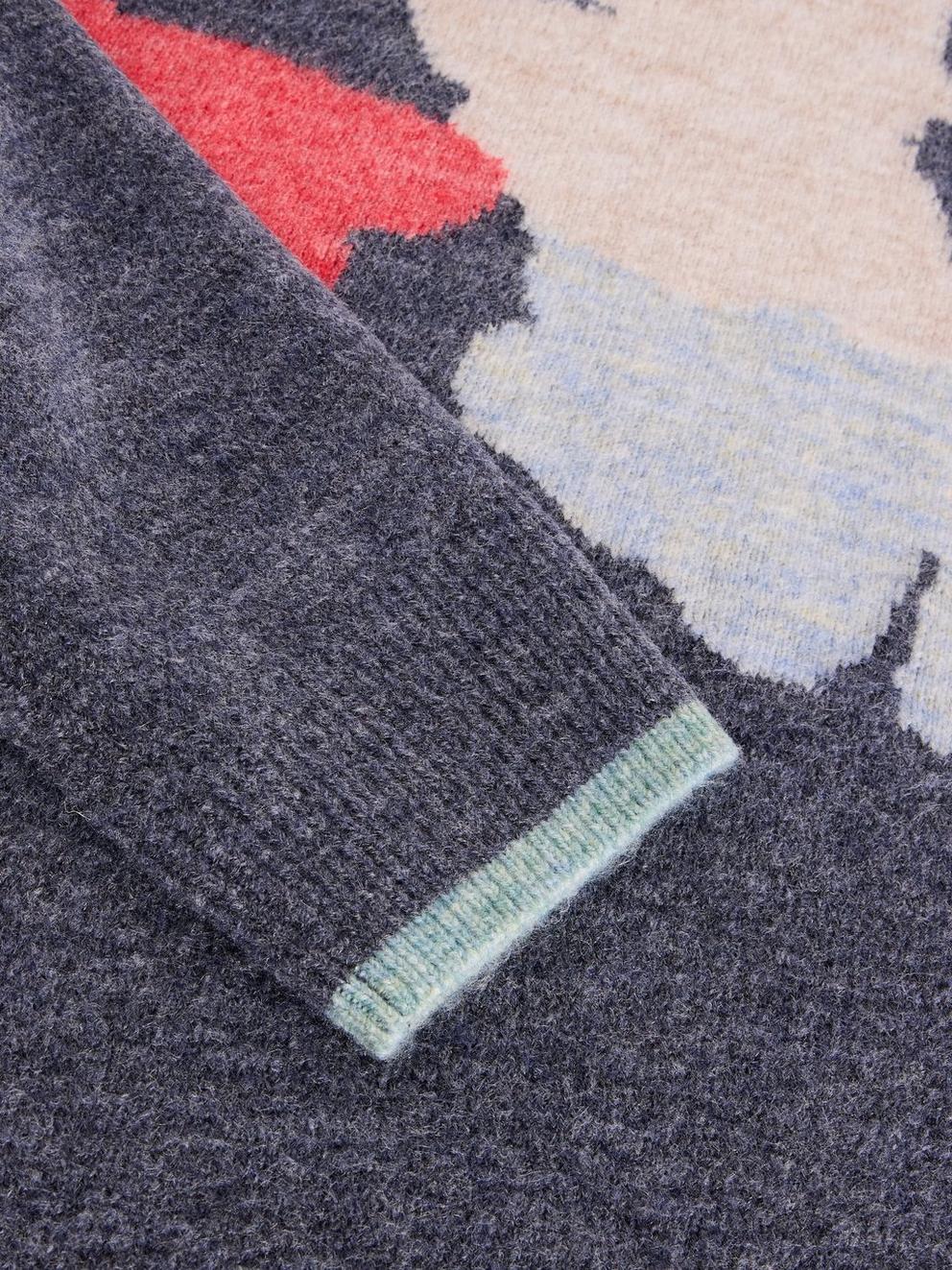 LUCY LEAF JUMPER in BLUE MLT - FLAT DETAIL