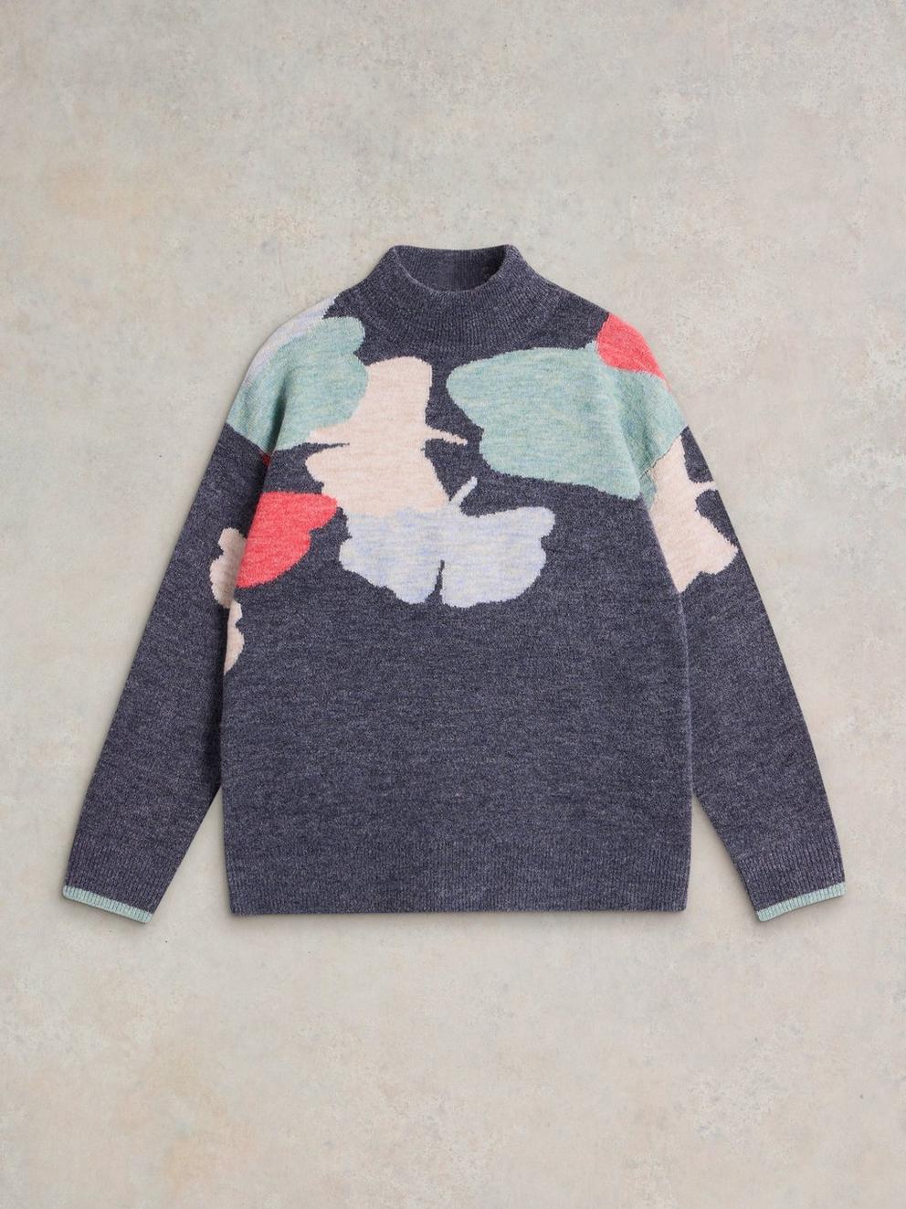 LUCY LEAF JUMPER in BLUE MLT - FLAT FRONT