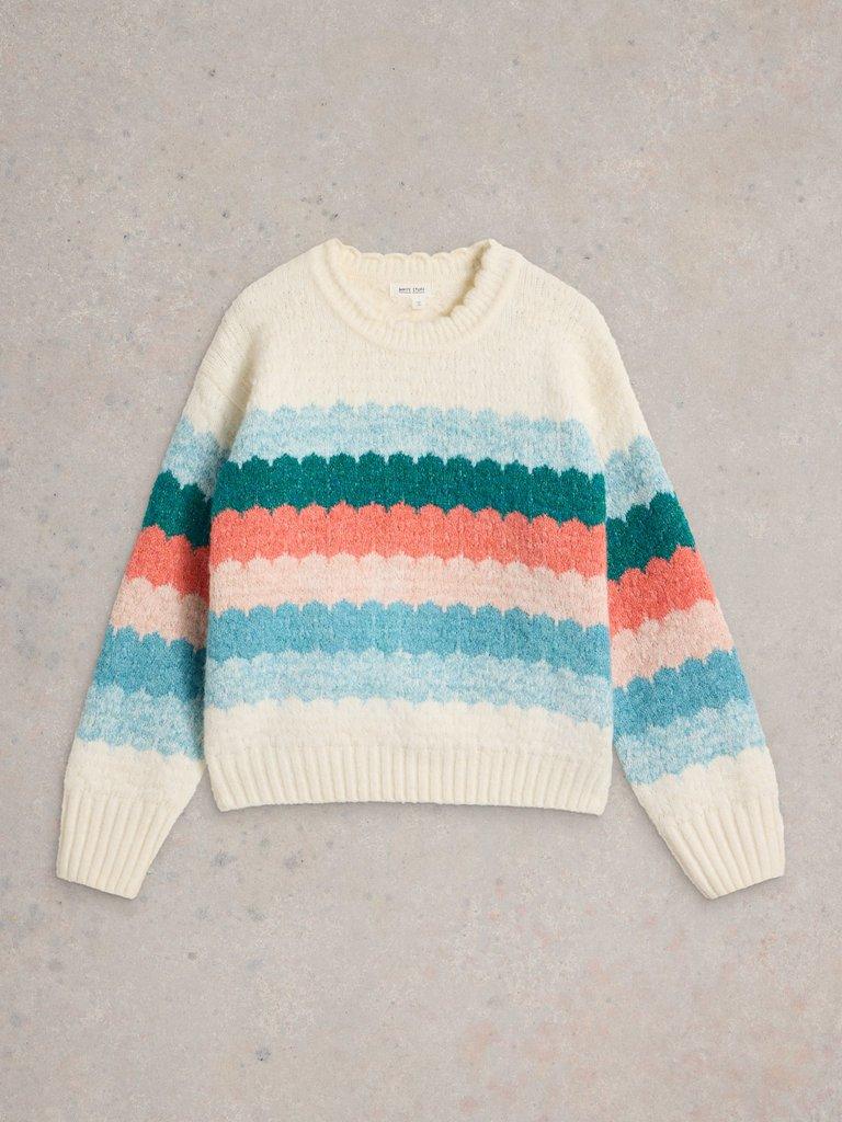 BUBBLE STRIPE JUMPER in WHITE MLT - FLAT FRONT